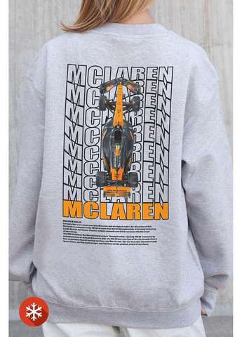Чорний жіночий утеплений оверсайз світшот на флісі з принтом mclaren gray Without малюнок (372519883)