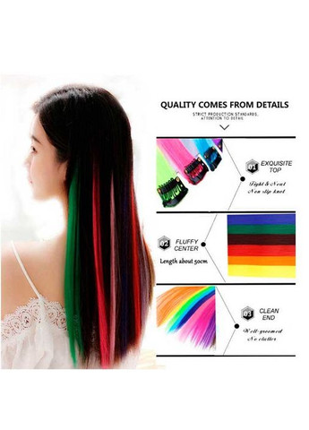 Цветная прядь волос на заколках 60 см светлорозовый Накладные волосы - (372734492)