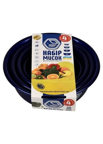 Миски 4пр/наб 0.7л/1.5л/2.0л/3.0л d25.5*9см Новинка! No Brand (393357907)