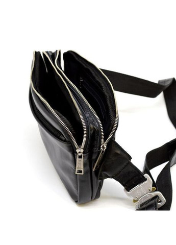 Сумка на пояс через плече чоловіча для телефону та документів шкіряна середня Чорний 35938 TARWA (337671227)