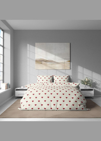 Постельное белье Семейный 150х215 наволочка 50х70 2шт Белый с красным No Brand (342097605)