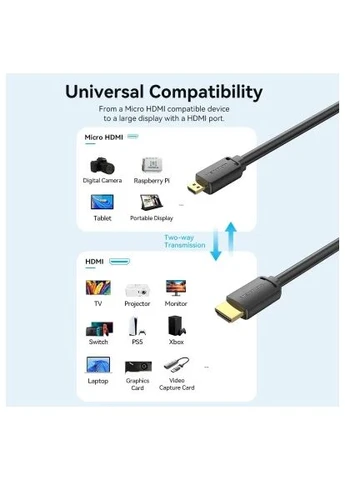 Кабель мультимедийный (AGHBI) Vention HDMI M to HDMI mini M 3.0m V2.0 4K60Hz (389138345)