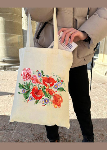 Екошопер Bookopt Петриківський розпис - Червоні квіти (BK4002) No Brand (372650124)