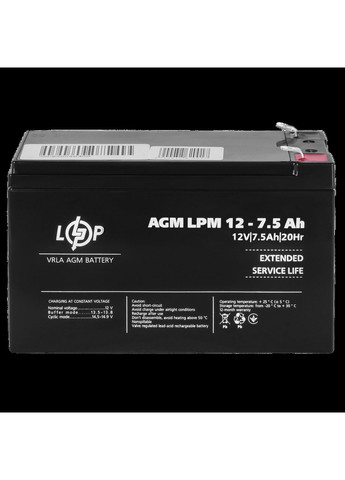 Аккумулятор AGM LPM 12V - 7.5 Ah (LP3864) LogicPower (360406699)