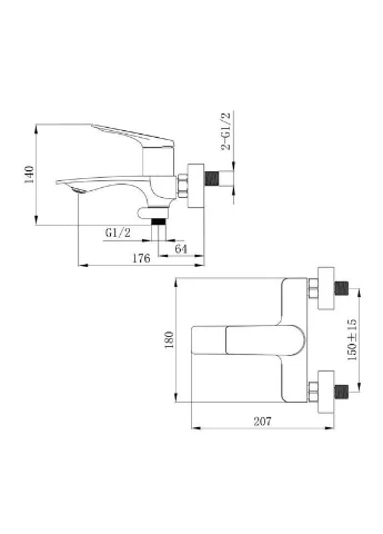 Смеситель для ванны Vlasta New (с душевым гарнитуром) QTVLA259CRM45642 Chrome Qtap (381925442)