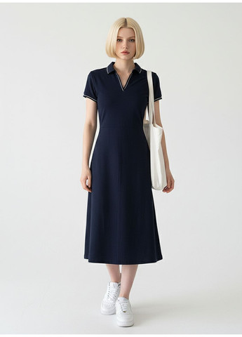 Синее спортивное летнее спортивное платье-поло айвори а-силуэт Number Nine