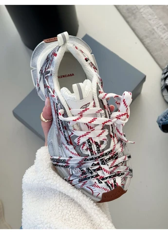 Кросівки жіночі Balenciaga 3XL Extreme Laces Red White | Баленціага 3XL Екстрім білі No Brand білі демісезони (379689659)