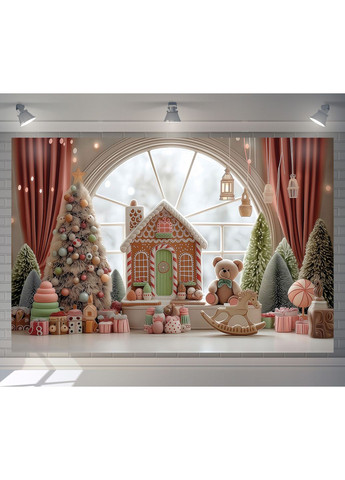Фотозона Пряникові будиночки і ялинки у світлій залі – №46604 Vinylpex (369930241)