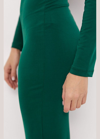 Зелена вечірня жіноча сукня міді під горло 23155 Lurex однотонна