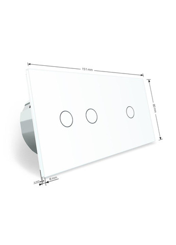 Сенсорный проходной/перекрестный выключатель 3 сенсора (1-2) стекло (VL-C701S/C702S-11) Livolo (370972051)