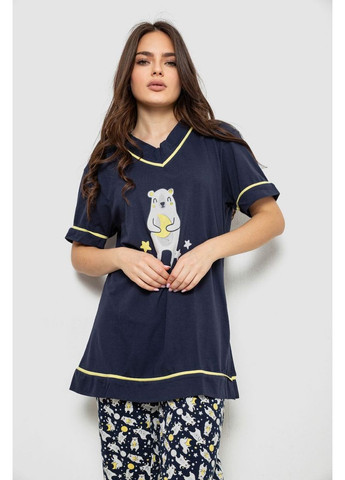 Синя піжама жіноча з принтом, 243r1600-022 Isik