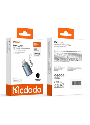 Адаптер USB-A 3.0 to USB-C Transfer Adapter Black McDodo (359401719)