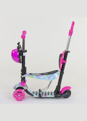 Самокат 5в1 11210. Абстракция, 3 PU колеса с подсветкой. Розовый Best Scooter (289201079)