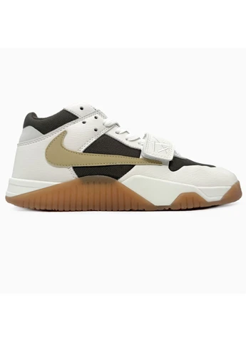 Бежевые летние кроссовки nike air jordan x travis scott jumpman jack beige/brown найк аир джордан No Brand