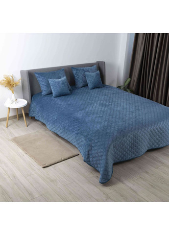 Евро покрывало 240*260 см велюровое гипоаллергенное Синее (24610240260) ТЕП (369798726)