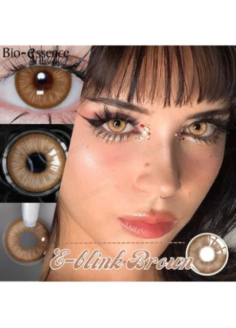 Кольорові лінзи для очей коричневі E-blink Brown + контейнер для зберігання в подарунок No Brand (384304284)