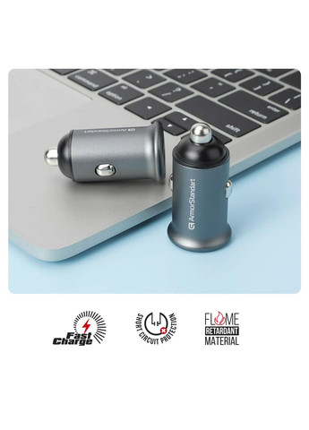 Автомобильное зарядное устройство 2xUSB QC3.0 Grey + кабель USBC (ARM82459) ArmorStandart (312537439)