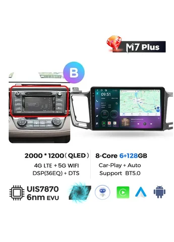 Штатна магнітола M7 Plus Toyota 4 (2012-2018) M7 Plus 4GB+32GB B CarPlay QleD Mekede RAV4 (384268292)