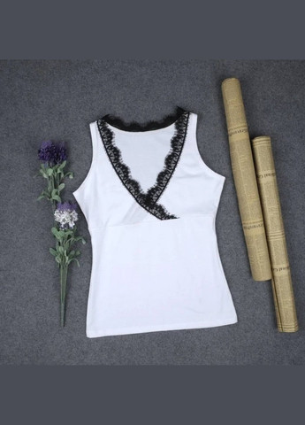 Майка с кружевом и шикарным декольте No Brand — 316649506