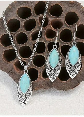 Стиль этно набор бижутерии кулон и серьги говлит под бирюзу, 1210 No Brand (350936897)