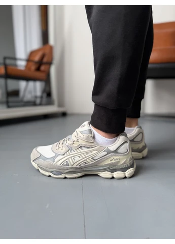 Сірі кросівки чоловічі asics gel-nyc beige grey асікс гель нюк сірі демісезон No Brand