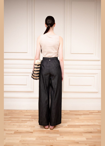 ГРАФІТОВІ БАВОВНЯНІ БРЮКИ З ЗАЩИПАМИ ПАНАМЕРА Dolcedonna (340334766)