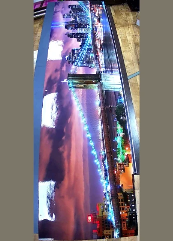 Наклейка на кухонный фартук 60 х 200 см, фотопечать с защитной ламинацией Бруклинский мост с огнями (БП-s_br109) Декоинт (322346593)