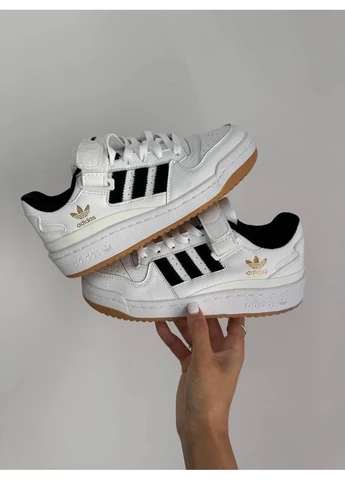 Білі літні кросівки adidas forum white/black gum адідас форум No Brand
