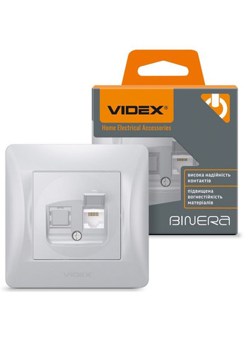 Одинарна комп'ютерна розетка CAT6 BINERA VF-BNSK1PC6-SS срібляста Videx (282313699)