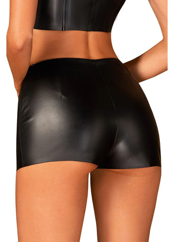 Черный демисезонный шорты с эффектом мокрой кожи hermeza shorties Obsessive