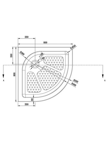 Душевой поддон D202R четверть круга 80х80х15 (720281) Dusel (317287064)