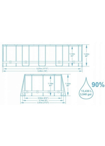Каркасний басейн 549 x 274 x 122 см 56716 Rattan Frame Pools Bestway (342105996)