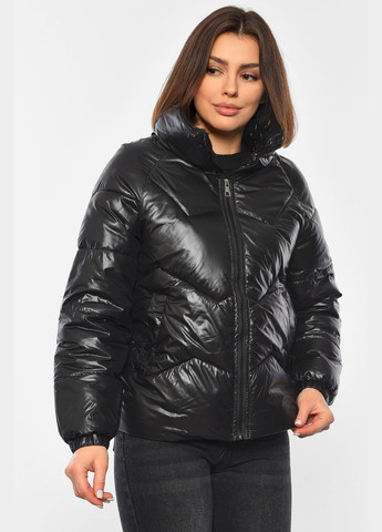 Чорна демісезонна куртка жіноча демісезонна чорного кольору Let's Shop