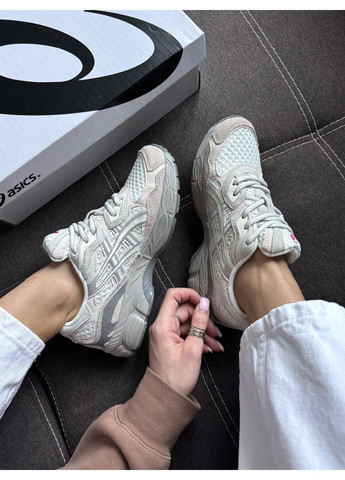 Білі Осінні кросівки чоловічі і жіночі Asics Gel-NYC White Beige Red | Асікс Гель-НЮК