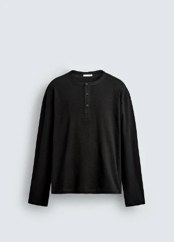 Черный демисезонный лонгслив Zara однотонный