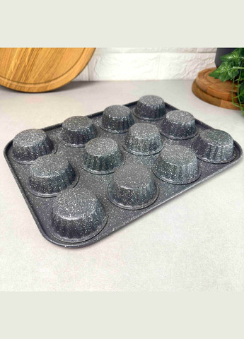 Форма для выпечки на 12 кексов с антипригарным покрытием 35*26*3см 1145 А-Плюс (303209364)