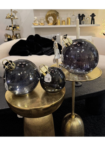 Стеклянный шар новогодний с подсветкой черного цвета диаметр 20 см (57169) J-Line (361440450)