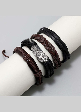Набор плетеных кожаных мужских браслетов универсального размера крыло (NR0516) No Brand (306559638)