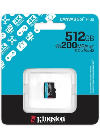 Карта пам'яті microSD 512GB C10 UHS-I U3 A2 V30 R200/W160MB/s Kingston (393457967)