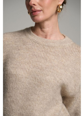 Молочний демісезонний светр з кротким рукавом із вовняної пряжі з додаванням мохеру (2811) Triko Bakh