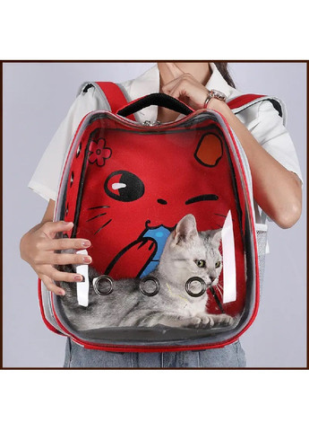 Рюкзак с прозрачной стенкой для перевозки транспортировки животных собак кошек весом до 7 кг (481078-Prob) Красный Unbranded (352683281)