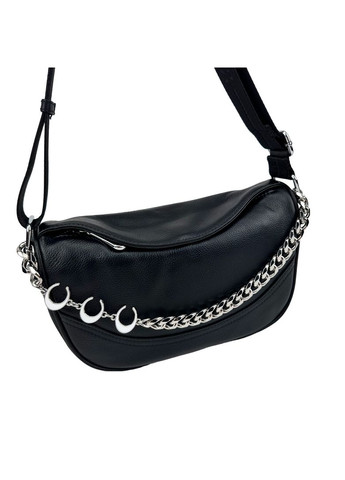 Женское кросбоди черное кожаное с металлической цепочкой RoyalBag NB2-2811A (299179406)