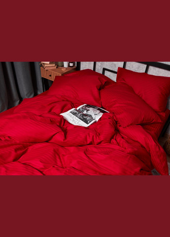 Комплект постельного белья Satin Stripe семейный 160х220х2 наволочки 4х50х70 (MS-820003603) Moon&Star Stripe Red (288044259)