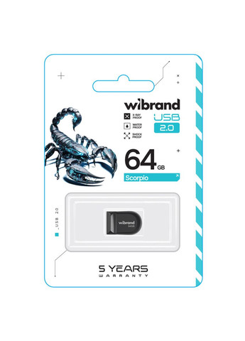 Флеш-накопичувач USB 2.0 64Gb Black (WI2.0/SC64M3B) Wibrand Scorpio (324067105)