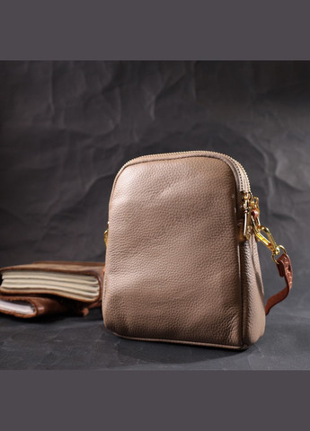 Современная сумка трапеция для женщин из натуральной кожи 22271 Бежевая. Vintage (298567440)