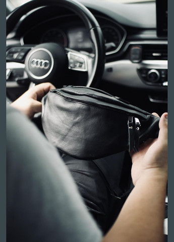 Сумка на пояс чоловіча, бананка із натуральної шкіри Dark (Чорна) SKILL (323427263)