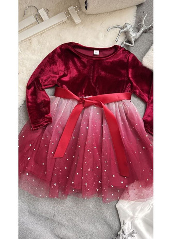 Комбинированное нарядное платье для девочки с градиентом цвет красный 10982 No Brand (370144129)