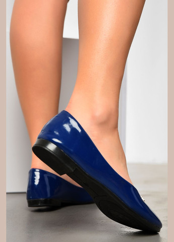 Жіночі балетки жіночі синього кольору Let's Shop | сині однотонні без декору штучне хутро, штучна шкіра (307791468)