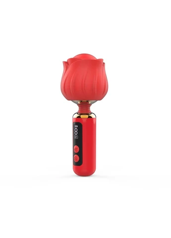 Вібромасажер голівка у вигляді червоної троянди Rose Mini Massage Wand Vibrator 9 режимів Loviss (394455375)
