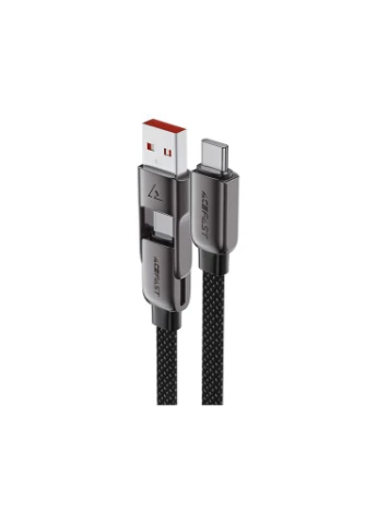 Дата кабель USB-C to USB-C/A 1.2m 3.0A zink alloy C13-04 Black (6974316282334) Acefast (382079005)